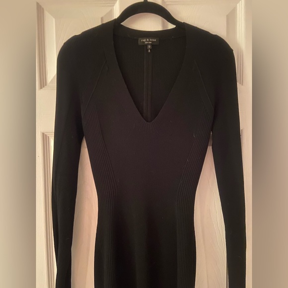 Rag & Bone long sleeve v-neck knit mini dress with back cut-out - Picture 5 of 11